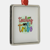 Ornement Carré Argenté Enseignant Enseigner Ma tribu (Droite)