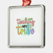 Ornement Carré Argenté Enseignant Enseigner Ma tribu (Gauche)