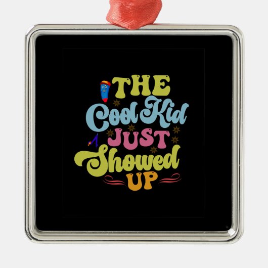 Ornement Carré Argenté Enseignant Le Cool Viens D'Arriver (Devant)