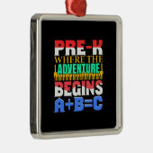 Ornement Carré Argenté Enseignant Pré K Où Commence L'Aventure (Droite)