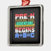 Ornement Carré Argenté Enseignant Pré K Où Commence L'Aventure (Gauche)