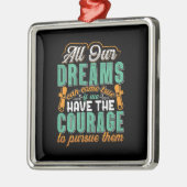 Ornement Carré Argenté Enseignant Tous Nos Rêves Peuvent Se Réaliser (Gauche)