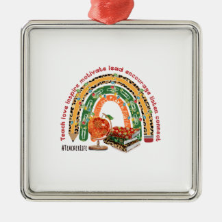 Ornement Carré Argenté Enseigner l'amour inspirer motivation plomb