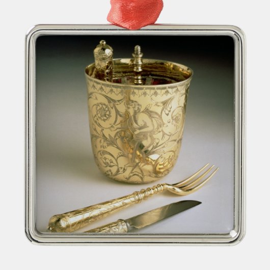 Ornement Carré Argenté Ensemble de déplacement d'un couteau, d'une (Devant)