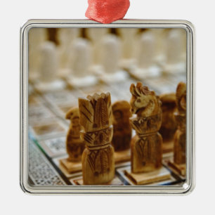 Ornement Carré Argenté Ensemble d'échecs à vendre, souk Khan el Khalili,