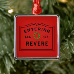 Ornement Carré Argenté Entrée de Revere, MA Noël