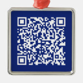 Ornement Carré Argenté Entrer l'URL Généré instantanément Code QR | bleu (Devant)