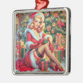 Ornement Carré Argenté Épingle de Noël Vintage (Gauche)