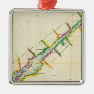 Ornement Carré Argenté Est. Extrémité de St Lawrence du lac Ontario et de