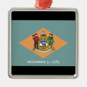 Ornement Carré Argenté État du drapeau du Delaware