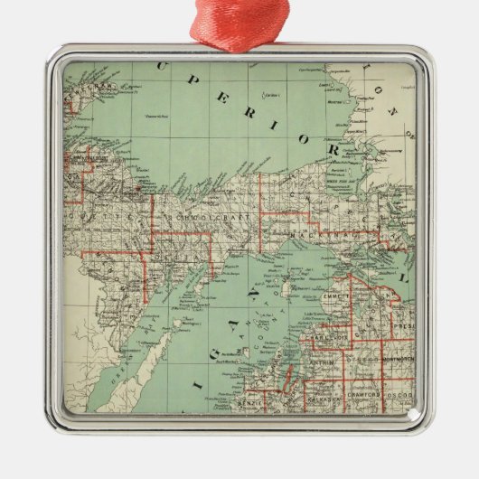 Ornement Carré Argenté État du Michigan (Devant)