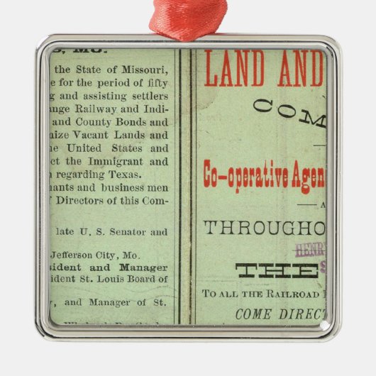 Ornement Carré Argenté État du Texas (Devant)