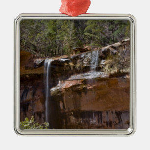 Ornement Carré Argenté États-Unis, Utah, parc national de Zion, chutes d'