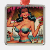 Ornement Carré Argenté Été vintage (Devant)