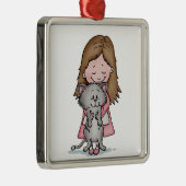 Ornement Carré Argenté Étreignant mon chaton - conception pour des (Droite)