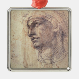 Ornement Carré Argenté Étude d'une tête