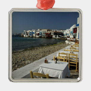 Ornement Carré Argenté Europe, Grèce, Mykonos. Vues sur le bord de mer