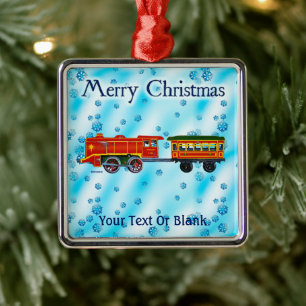 Ornement Carré Argenté Express de Noël - Joyeux Noël