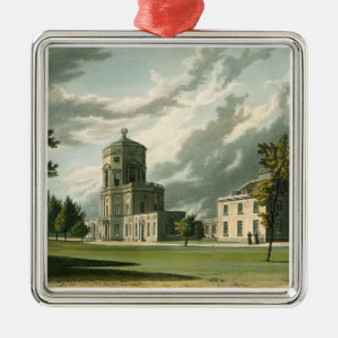 Ornement Carré Argenté Extérieur de l'observatoire astronomique, illustra