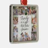 Ornement Carré Argenté Famille est un cadeau 10 Photo Collage (Droite)