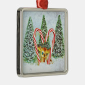 Ornement Carré Argenté Faune de Noël rétro (Droite)