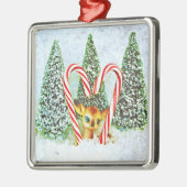 Ornement Carré Argenté Faune de Noël rétro (Gauche)