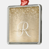 Ornement Carré Argenté Faux Gold brossé Parties scintillant métallique Im (Gauche)