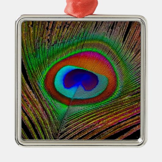 Ornement Carré Argenté Feather Vibrant Copper (Devant)