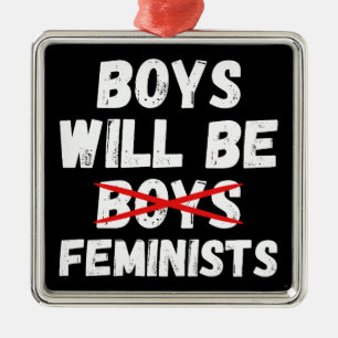 Ornement Carré Argenté Feminist Boy - Les garçons seront féministes II