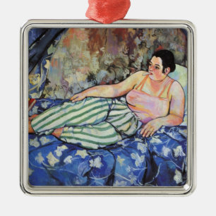 Ornement Carré Argenté Femme dans la chambre Bleue (par Suzanne Valadon)