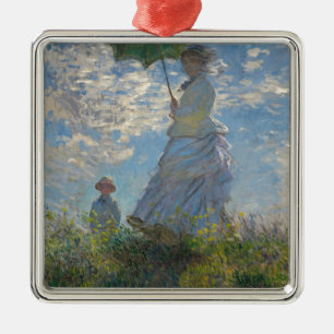 Ornement Carré Argenté Femme de Claude Monet avec un parasol 1875