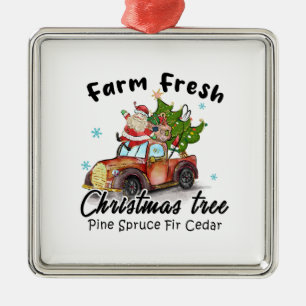 Ornement Carré Argenté Ferme cadeau de Noël frais arbre de Noël