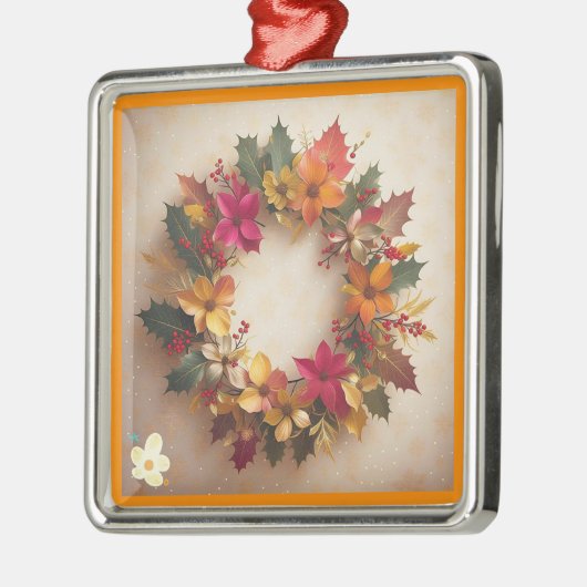 Ornement Carré Argenté "Festive Flower Power" (Gauche)