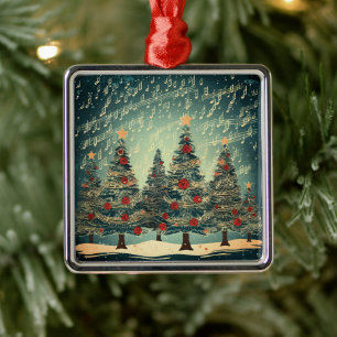 Ornement Carré Argenté Fête de l'arbre de Noël