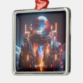 Ornement Carré Argenté Feu de paysage d'astronautes mignons Imaginaire (Gauche)
