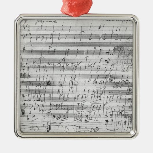 Ornement Carré Argenté Feuille manuscrite de score pour l'opus de (Devant)