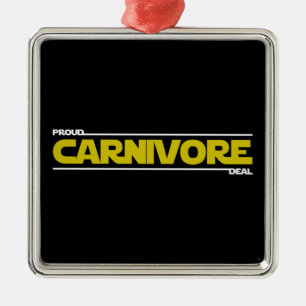 Ornement Carré Argenté Fier Carnivore. Deal.