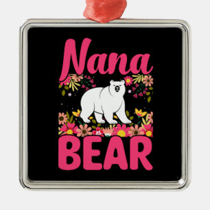 Ornement Carré Argenté Fière Nana Bear