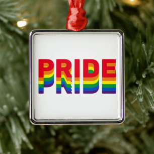Ornement Carré Argenté Fierté arc-en-ciel couleurs rétro gay lgbtq Noël