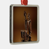 Ornement Carré Argenté Figures avec le xylophone (Droite)