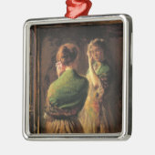 Ornement Carré Argenté Fille avec châle vert (par Joseph DeCamp) (Gauche)