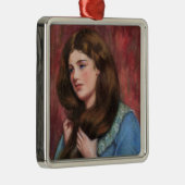 Ornement Carré Argenté Fille avec de beaux longs cheveux Brown (Droite)