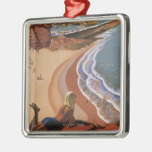 Ornement Carré Argenté Fille britannique de chemins de fer regardant (Gauche)