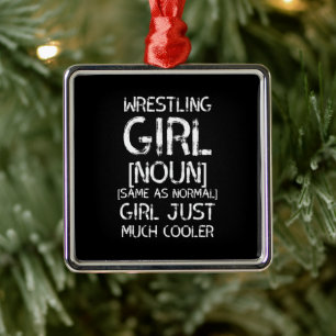 Ornement Carré Argenté fille lutteuse blanche