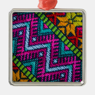 Ornement Carré Argenté Fils tissés ethniques