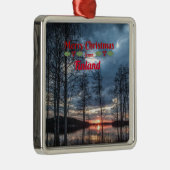 Ornement Carré Argenté Finlande voeux de Noël (Droite)