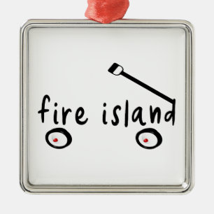 Ornement Carré Argenté Fire Island Long Island NY chariot mot été vacance