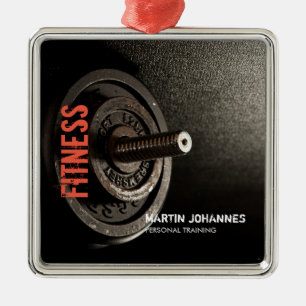 Ornement Carré Argenté Fitness Personal Trainer Bodybuilding Modern Sharp