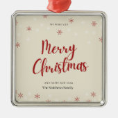 Ornement Carré Argenté Flammes De Neige Blanches Rouges Et Photo En Céram (Devant)