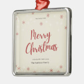 Ornement Carré Argenté Flammes De Neige Blanches Rouges Et Photo En Céram (Gauche)